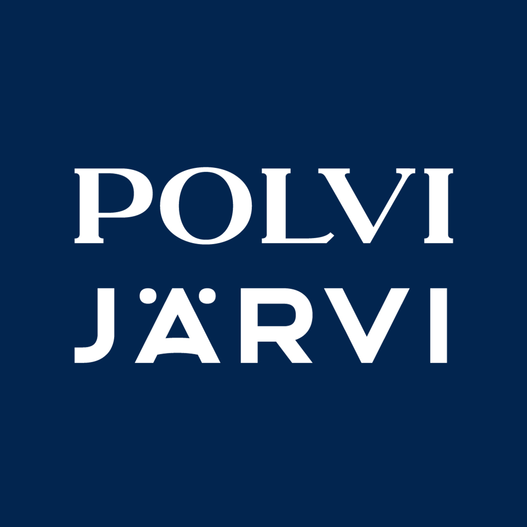 Polvijärven kunnan uusi logo sinisellä taustalla